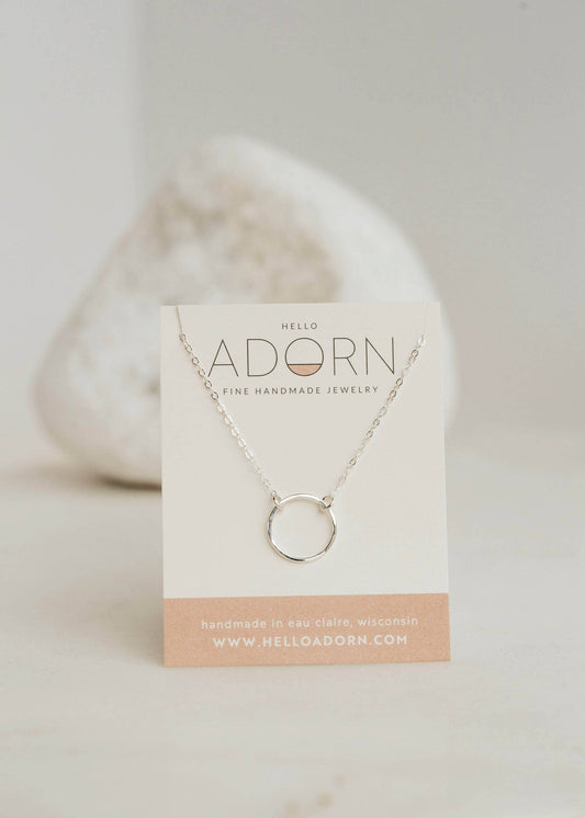 Hello Adorn - Full Circle Necklace: Sterling Silver / 18"