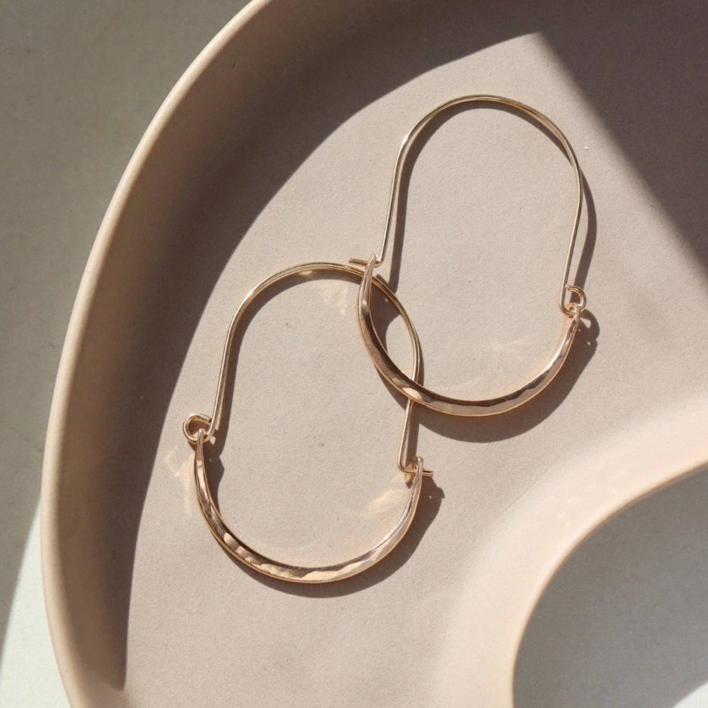 Token Jewelry - Hammered Paloma Hoops: Sterling Silver