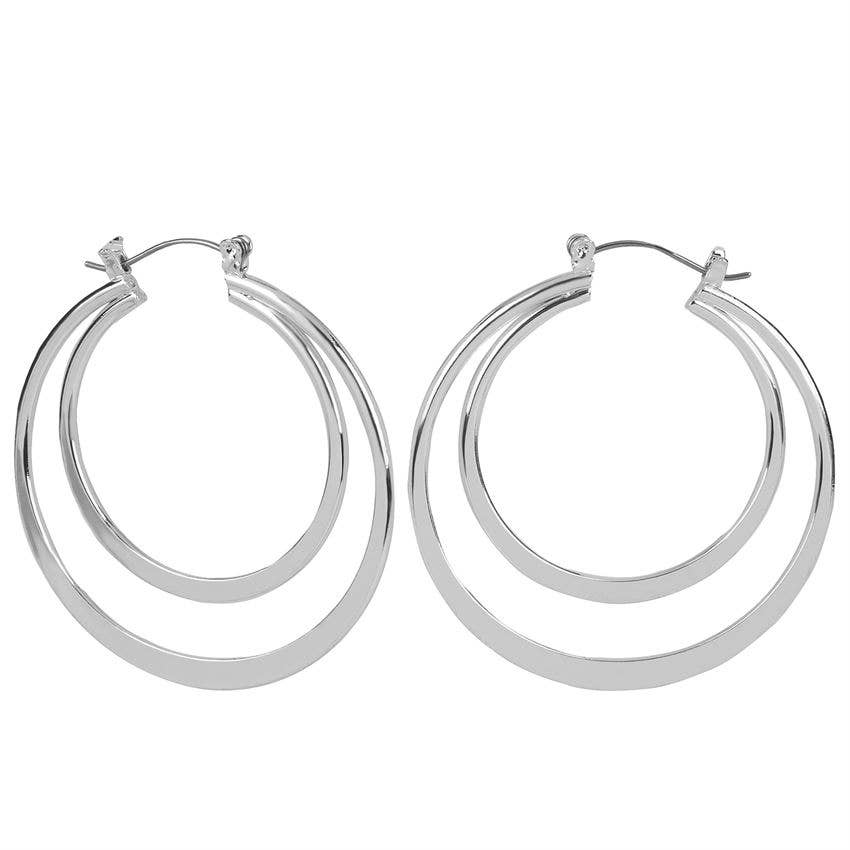 Silver Interlocking Hoop Earrings